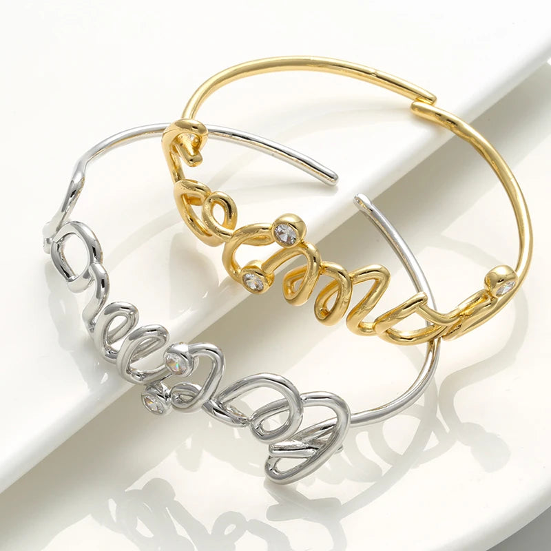 Bracelet Toi et Moi – Bracelet ouvert pour couple, style déclaration d’amour, or et argent
