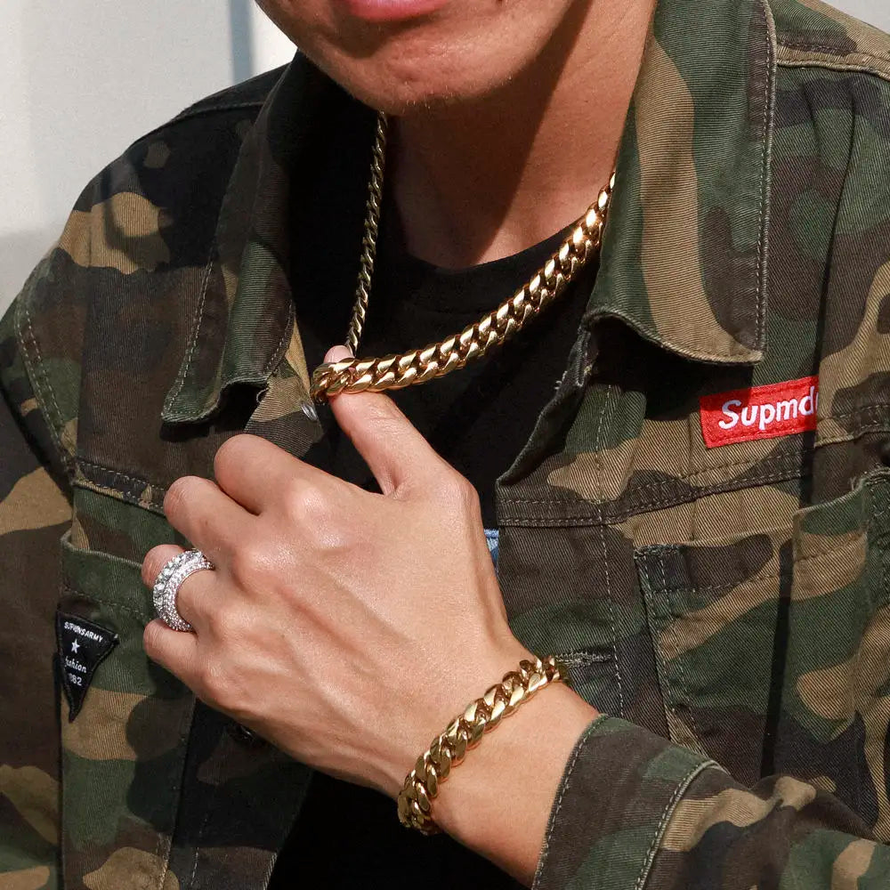 Chaîne Miami Cuban Link – Acier Inoxydable Plaqué Or 18K (8-12 mm)