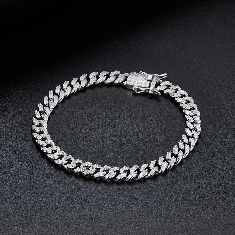 Chaîne moissanite 6 mm pour homme – Argent 925, style cubain brillant, bijou haut de gamme Héritage Chic