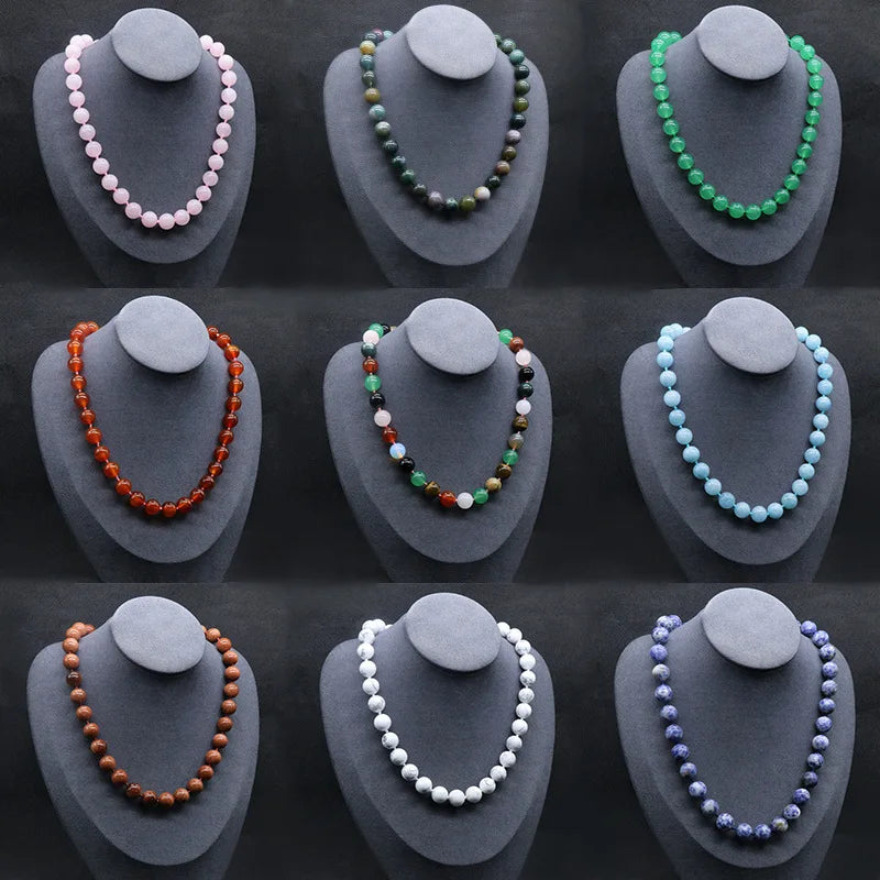 Collier Pierres Naturelles unisexe, Énergie et Élégance