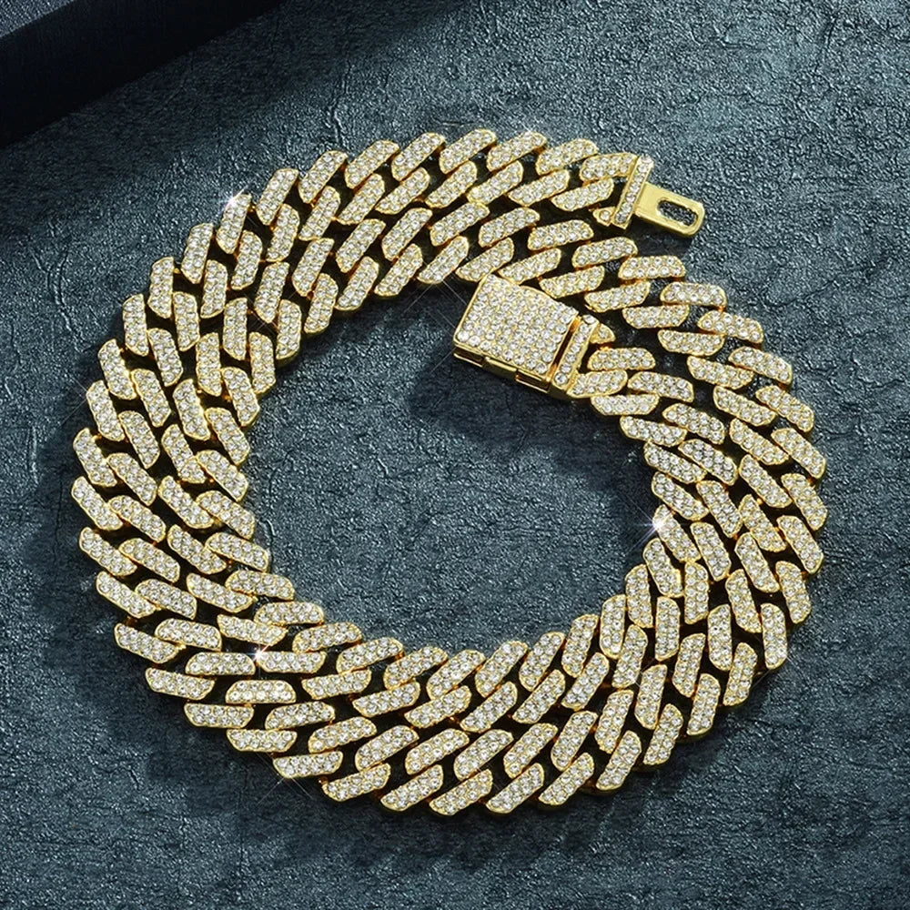 Hip Hop 12mm Baguette Tennis Chain Bracelet Square Cz Candy Iced Out Link Necklace HipHop Men Fashion Birthday Jewelry Box Clasp Heritage Chic