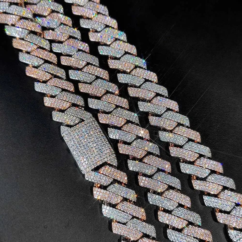Hip Hop Jewelry 20mm Thick Cuban Link Chain Crystal Miami Gold Silver Two Color Iced Out CZ Cuban Chain Necklace Heritage Chic