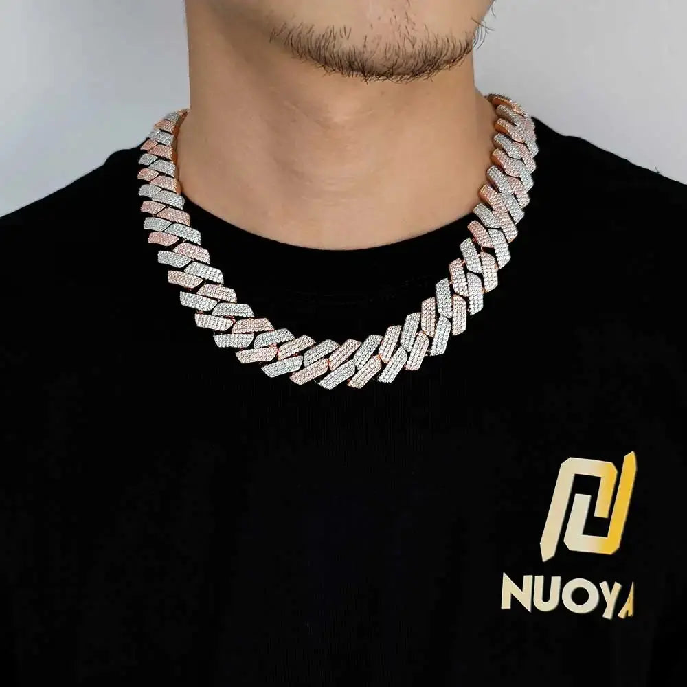Hip Hop Jewelry 20mm Thick Cuban Link Chain Crystal Miami Gold Silver Two Color Iced Out CZ Cuban Chain Necklace Heritage Chic