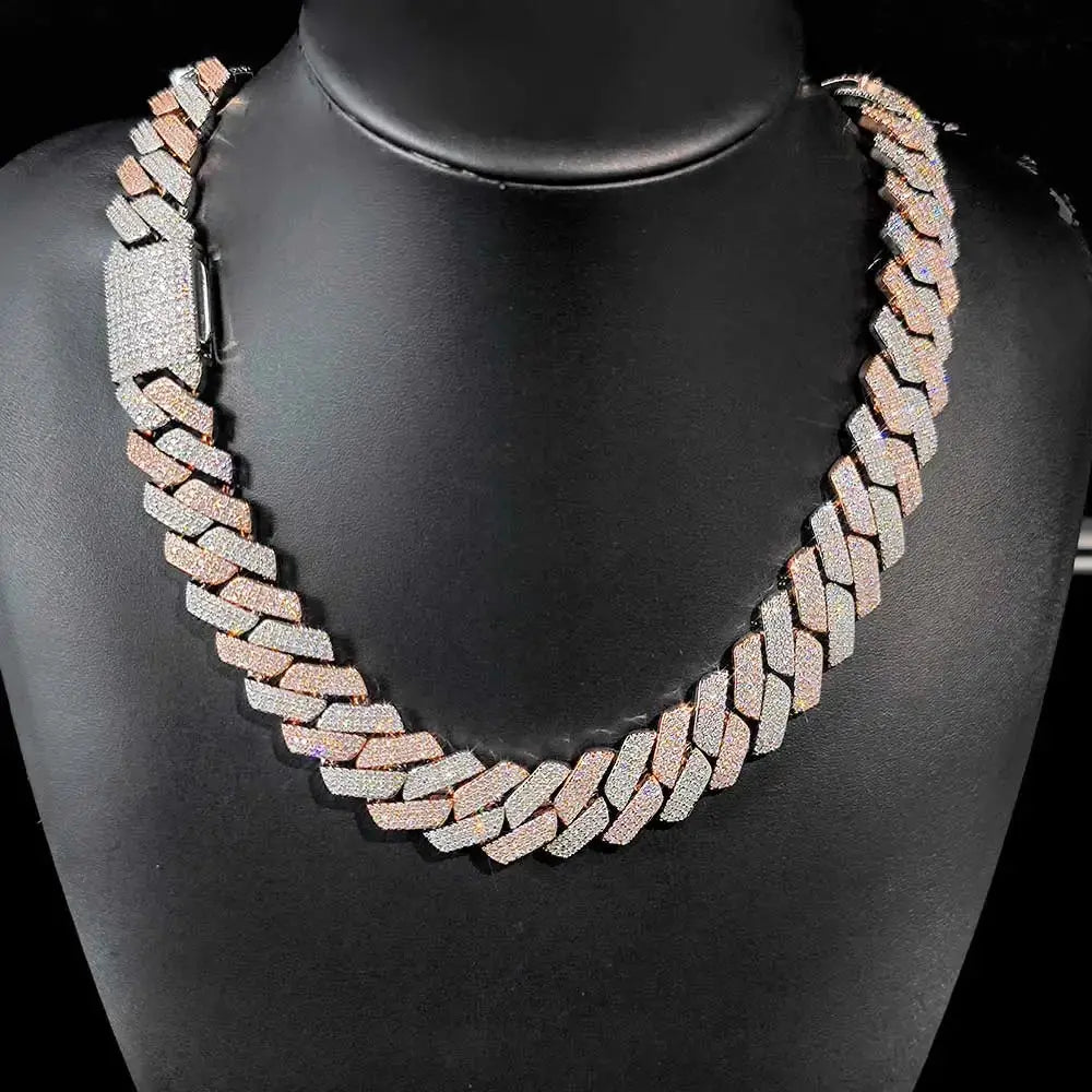 Hip Hop Jewelry 20mm Thick Cuban Link Chain Crystal Miami Gold Silver Two Color Iced Out CZ Cuban Chain Necklace Heritage Chic