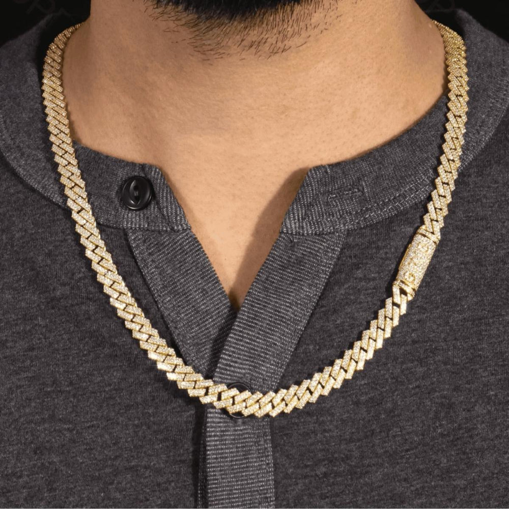 Chaîne Cubaine Luxe 10mm – Argent 925 et Moissanite