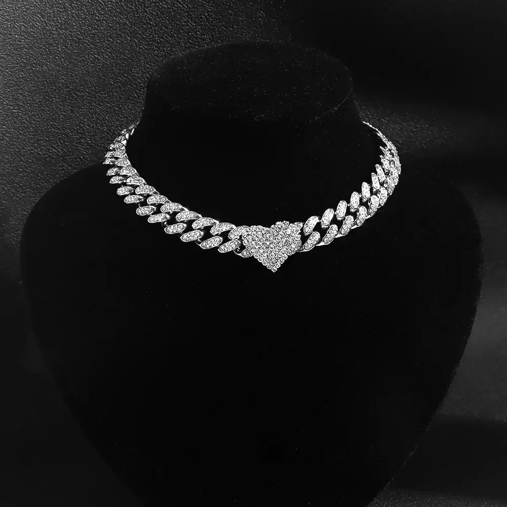 Collier cubain Miami femme avec strass étincelants