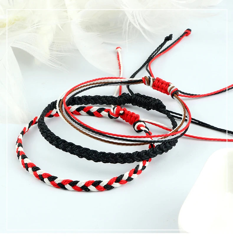 Lot de 3 Bracelets Tibétains – Corde Tressée, Réglables-Bracelets-Héritage Chic -Heritage Chic