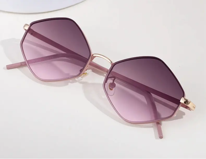 Lunettes de Soleil Femme Hexagonales – Style Steampunk-Lunette de soleil-Héritage Chic -C4GrayPink-Heritage Chic