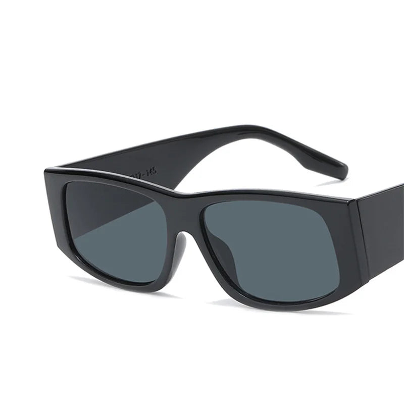 Lunettes de soleil rectangulaires noires style vintage pour femme et homme