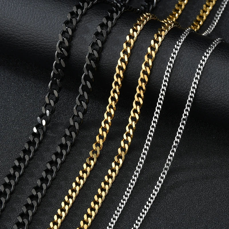 Nextvance Hiphop Rock Necklace Cuban Chain Stainless Steel Width 3/5/7mm Length 40/50/60cm For Man Wholesale Retail Dropshipping Heritage Chic