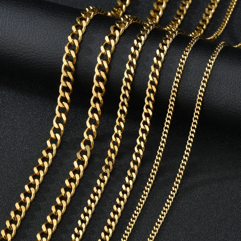 Nextvance Hiphop Rock Necklace Cuban Chain Stainless Steel Width 3/5/7mm Length 40/50/60cm For Man Wholesale Retail Dropshipping Heritage Chic