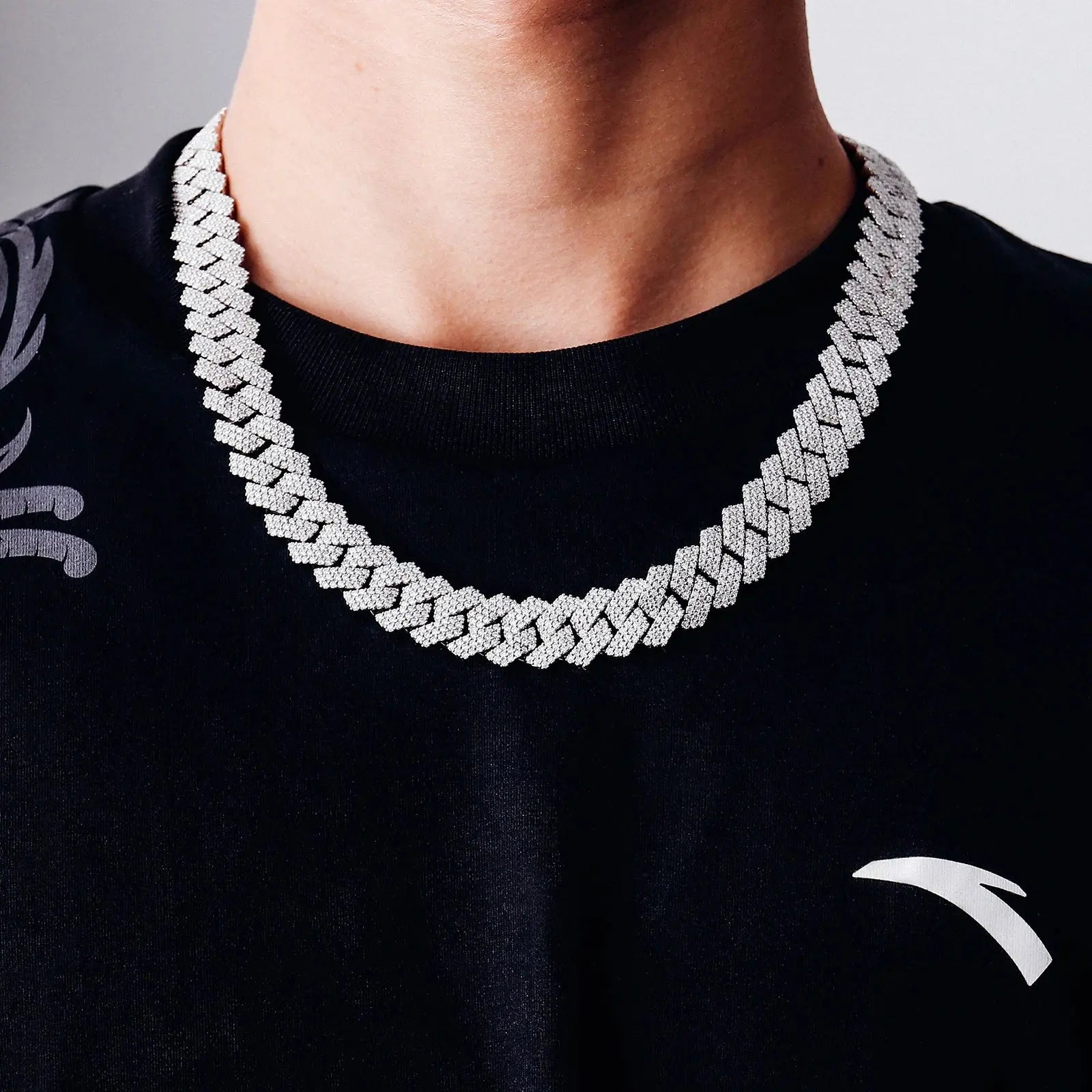 Provence Cuban Chain for Men Moissanite Luxury Link Chain S925 Silver Cuban Necklace for Women 15mm Hip Hop Miami Chokers Heritage Chic