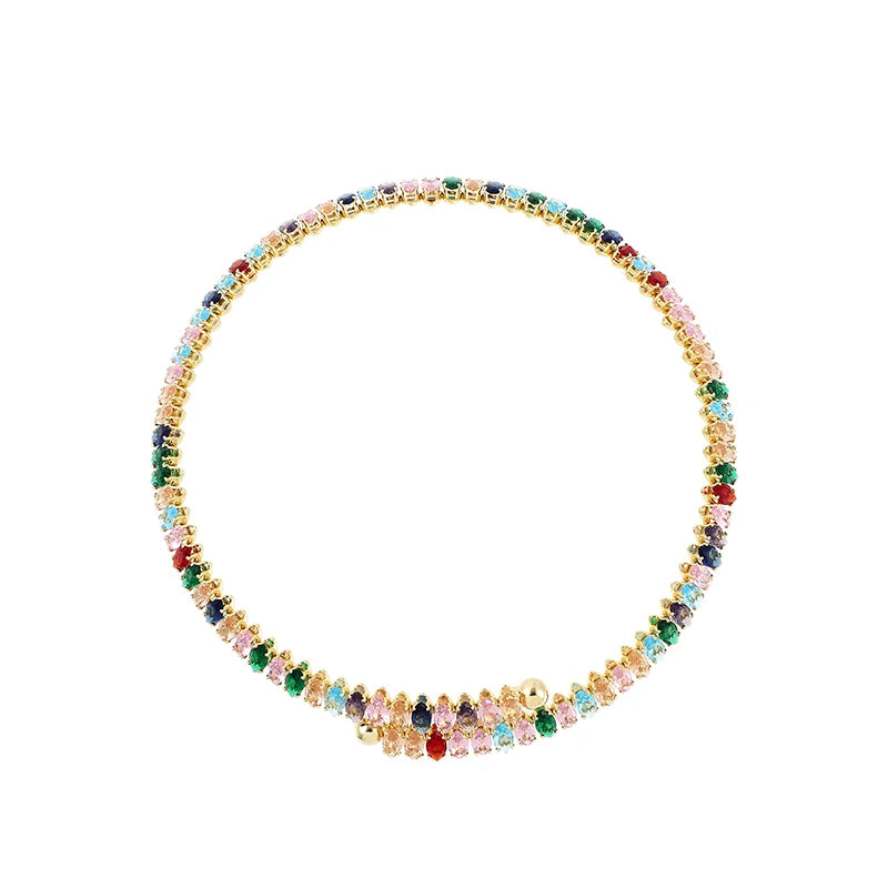 Collier Tennis Multicolore Femme – Zircon Brillant