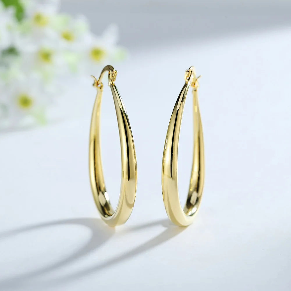 Boucles d’oreilles ovales, Plaquées or, élégance intemporelle