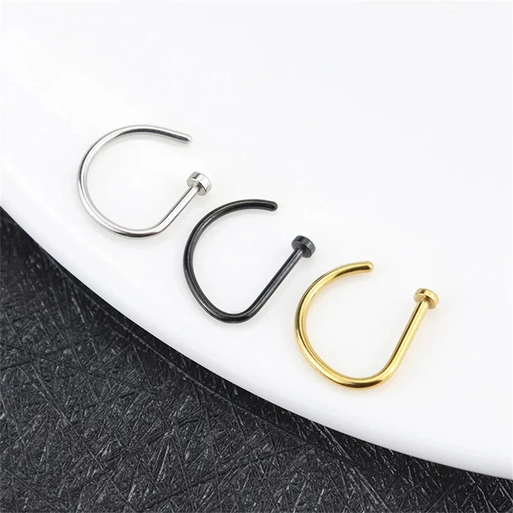 Faux piercing de nez en acier inoxydable – Clip sans perçage, unisexe, style punk et tendance