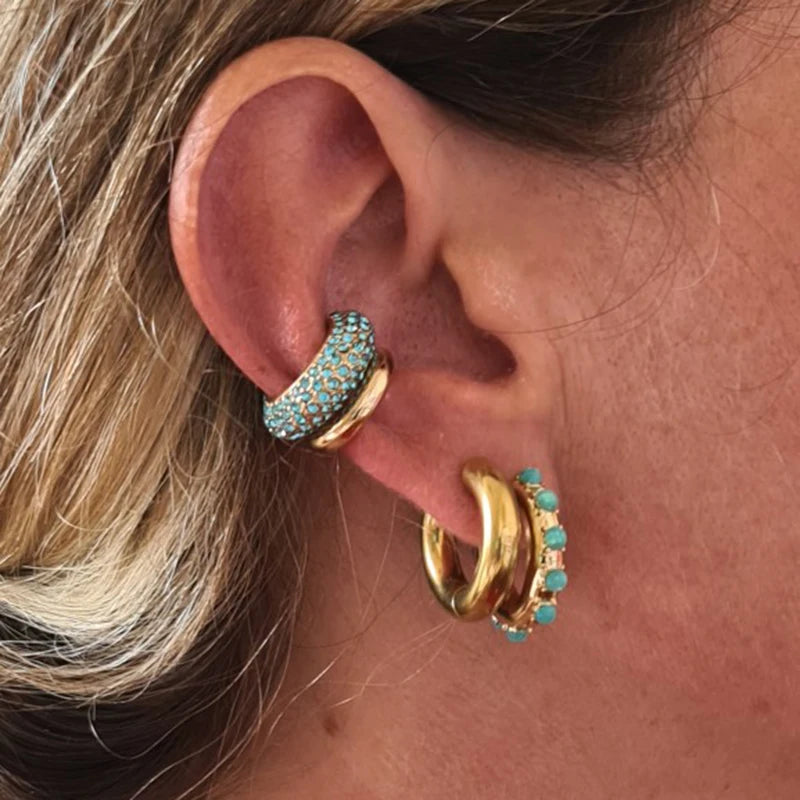 Clip d’Oreille Sans Perçage en Forme de C, Cristaux Zircon, Style Empilable