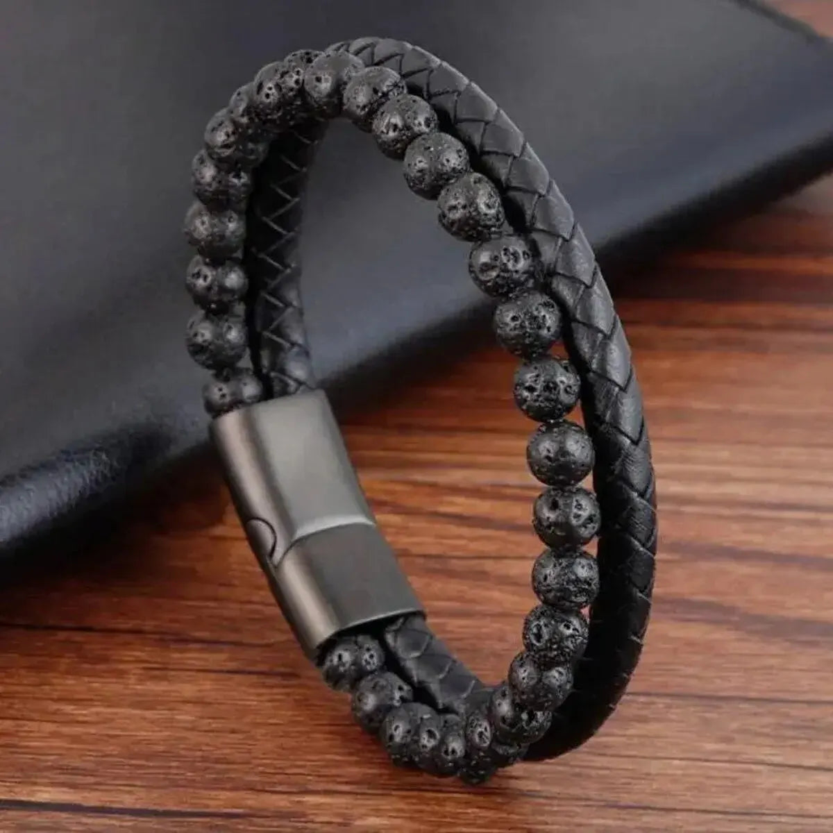 Bracelet pierres naturelles – Œil de tigre, onyx et pierre de lave – Équilibre & style unisexe**