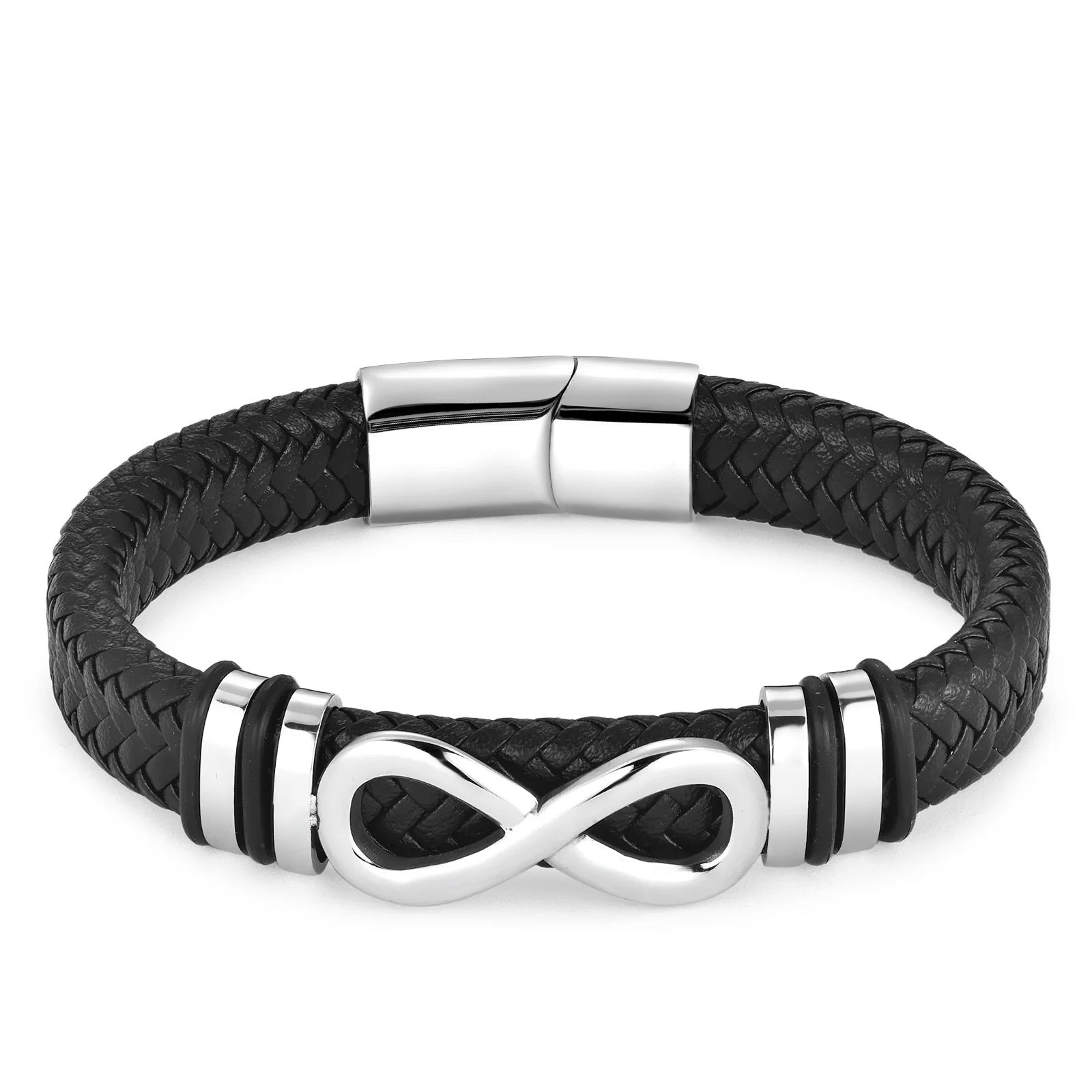 Bracelet Homme Acier et Cuir – Élégance Infinie pour Cadeau ou Style Business