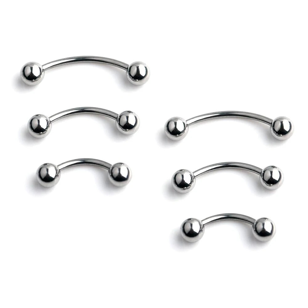 Lot de 6 Piercings Courbés – Acier Inoxydable – Style Banana Barbell