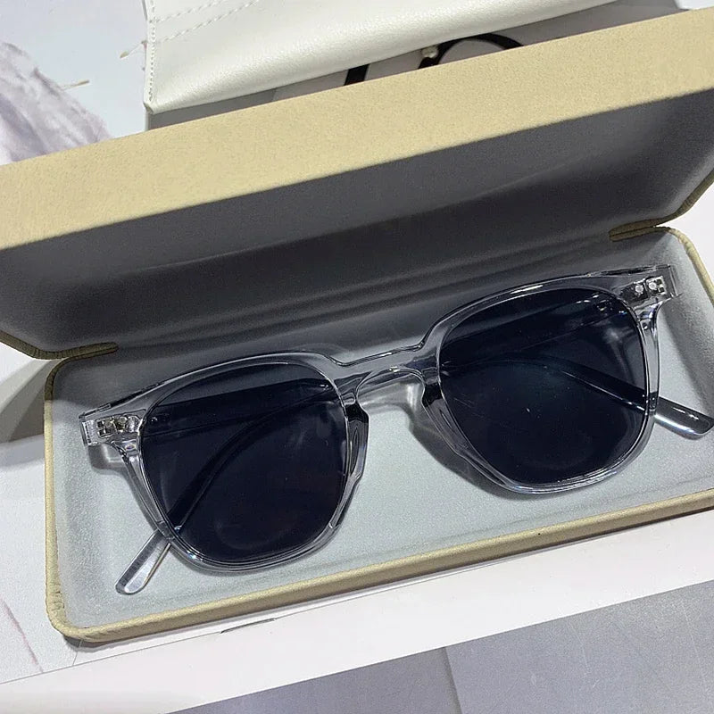 Lunettes de Soleil Rétro Unisexe – Monture Carrée et Verres Ronds