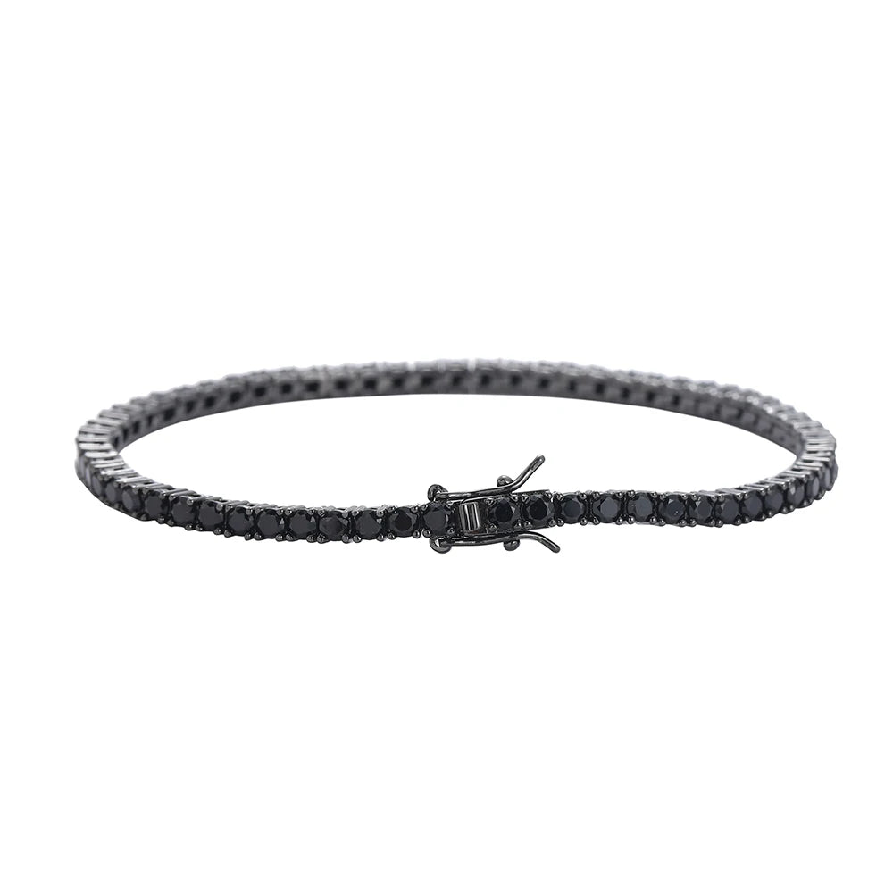 Bracelet Tennis Zirconia Noir– Élégance Urbaine Unisexe