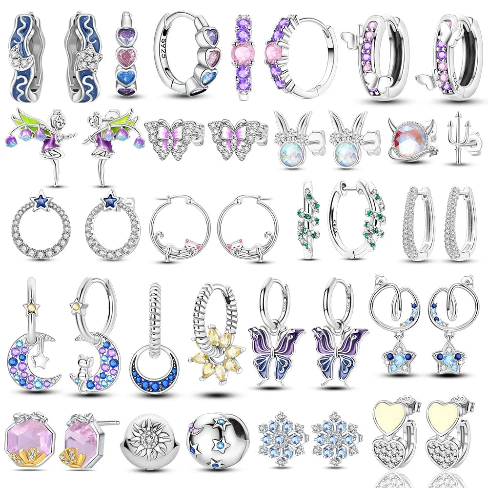 Boucles d’Oreilles Cœur en Argent 925 Certifié – Zircon Coloré Élégant 2025