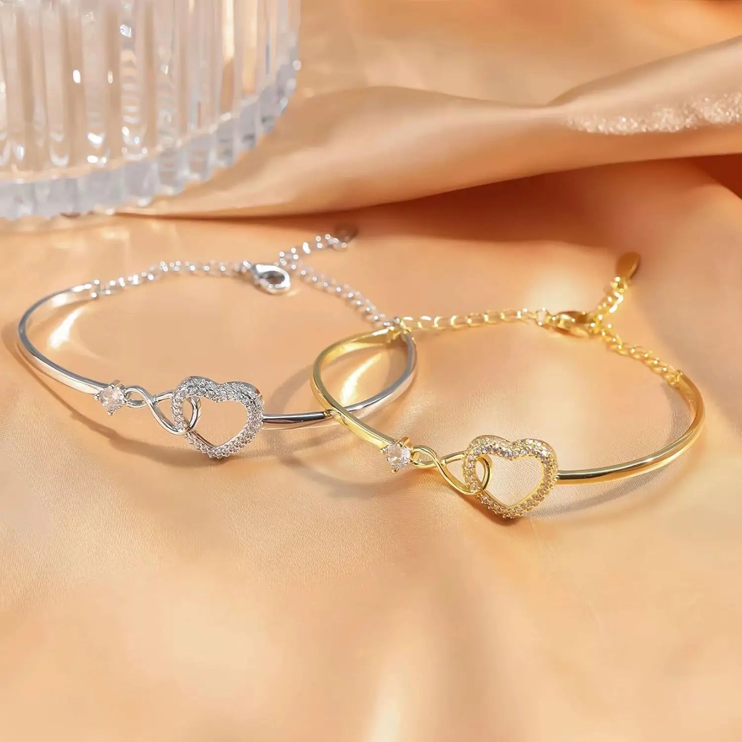 Bracelet à ma fille Cœur Infini en Zircon, Cadeau Touchant
