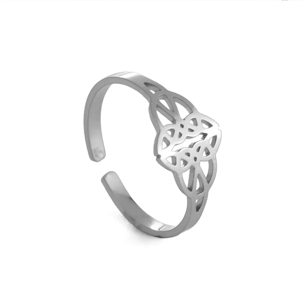 Bague Ajustable Fantaisie, Acier Inoxydable Argenté, Motifs Originaux pour Femmes Adultes