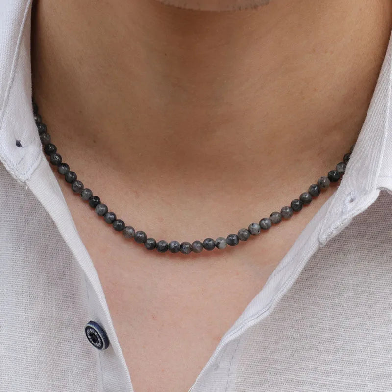 Collier Choker Homme en Pierres Naturelles, Style Minimaliste