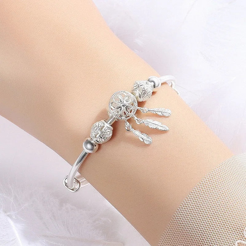 Bracelet Capteur de Rêves Argent 925–Perles,pampille Bohème