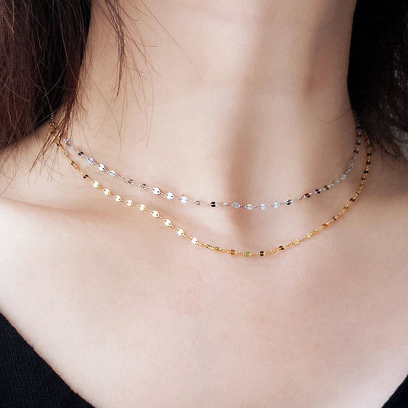 Collier chaîne ondulée en acier inoxydable – Finition dorée, style clavicule