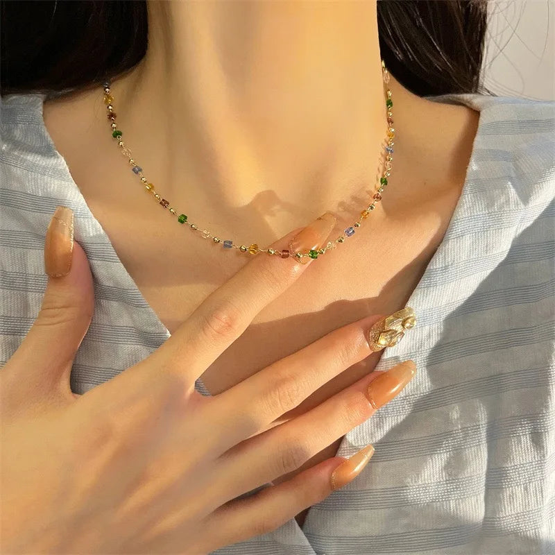 Necklace for Women Bohemian Colorful Beaded Fashion Jewelry Set On The Neck Party  Choker Chain  Femme Handwork Gift Daily Heritage Chic