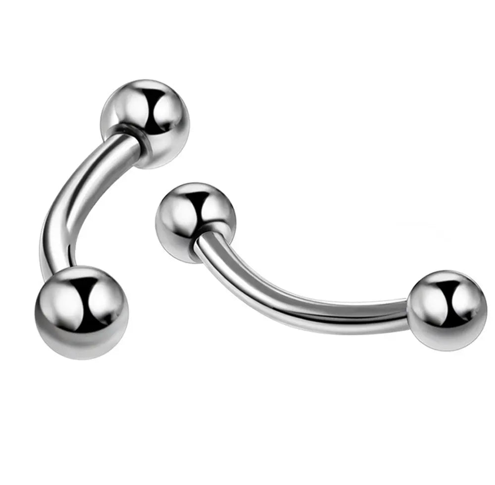 Lot de 6 Piercings Courbés – Acier Inoxydable – Style Banana Barbell