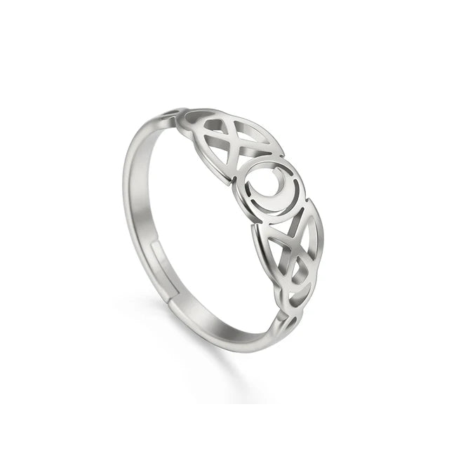 Bague Ajustable Fantaisie, Acier Inoxydable Argenté, Motifs Originaux pour Femmes Adultes