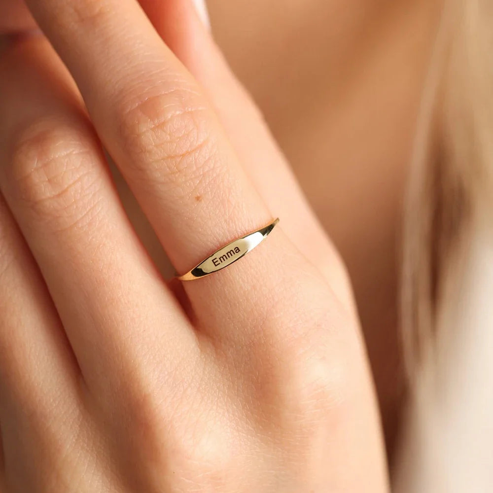 Bague Personnalisée gravure prénom doré avec Prénom ou Date
