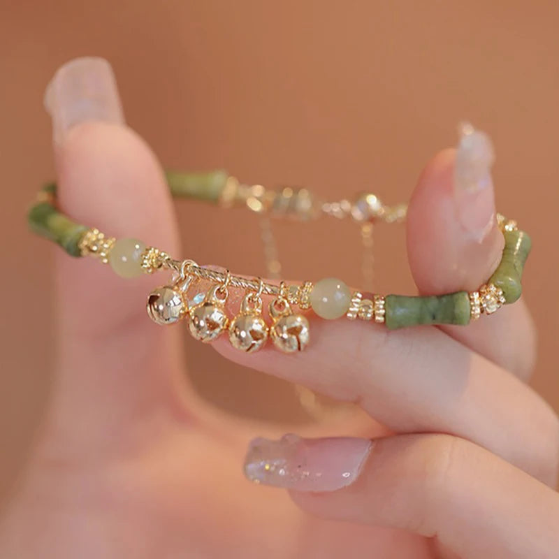 Bracelet bambou vintage avec clochettes