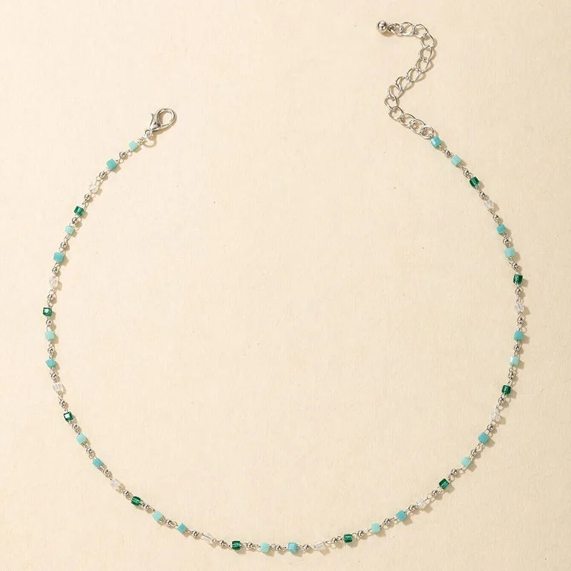 Necklace for Women Bohemian Colorful Beaded Fashion Jewelry Set On The Neck Party  Choker Chain  Femme Handwork Gift Daily Heritage Chic