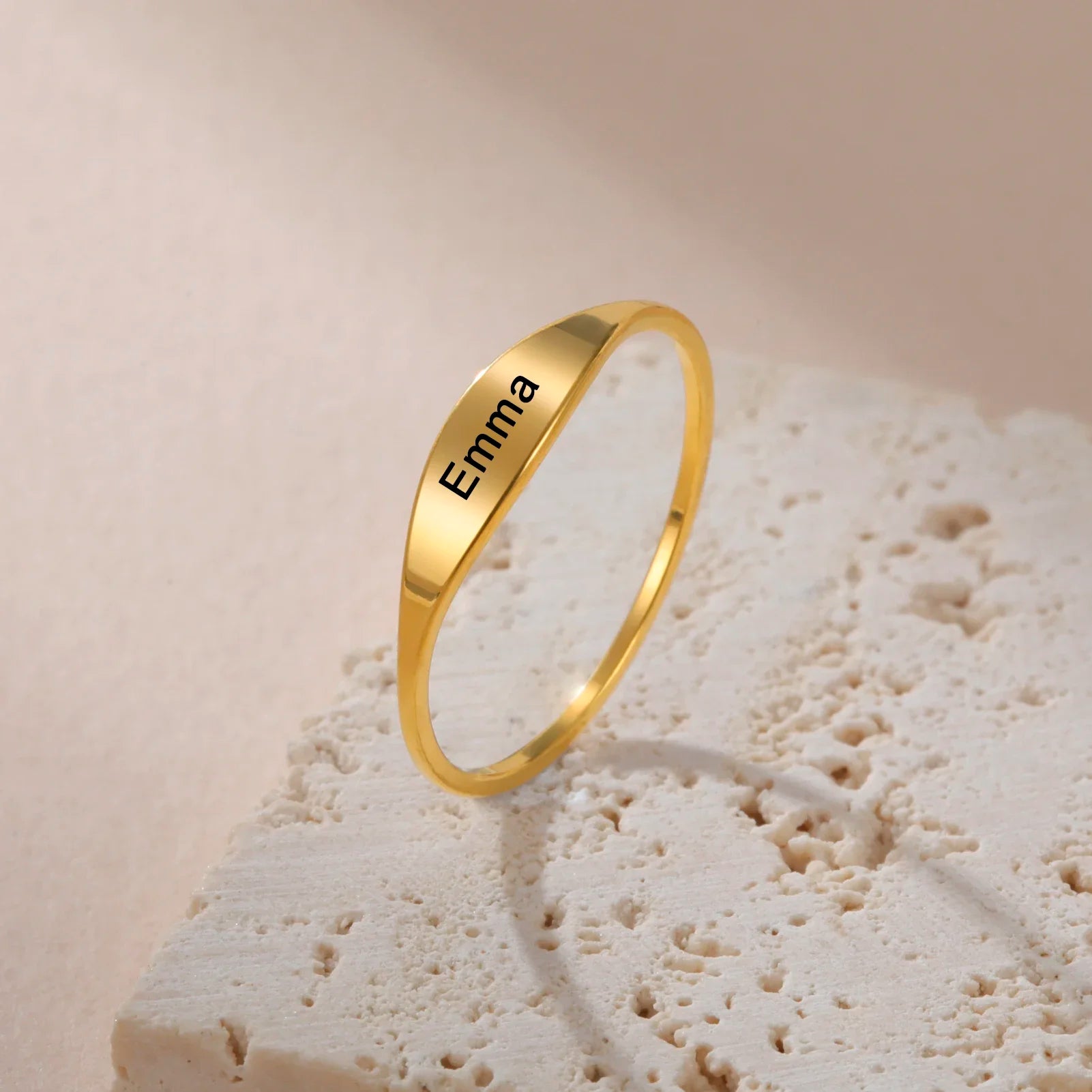 Bague Personnalisée gravure prénom doré avec Prénom ou Date