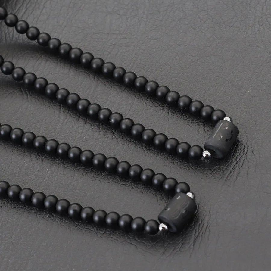 Collier Homme Onyx Noir 12 Constellations et Fermoir Acier