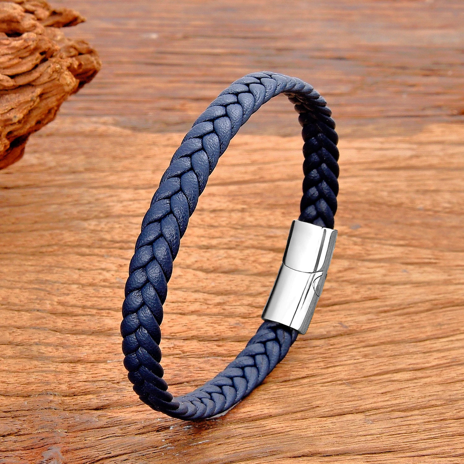 Bracelet Cuir Tressé Mixte – Fermoir Magnétique Acier Inoxydable et Cadeau Élégant Unisexe