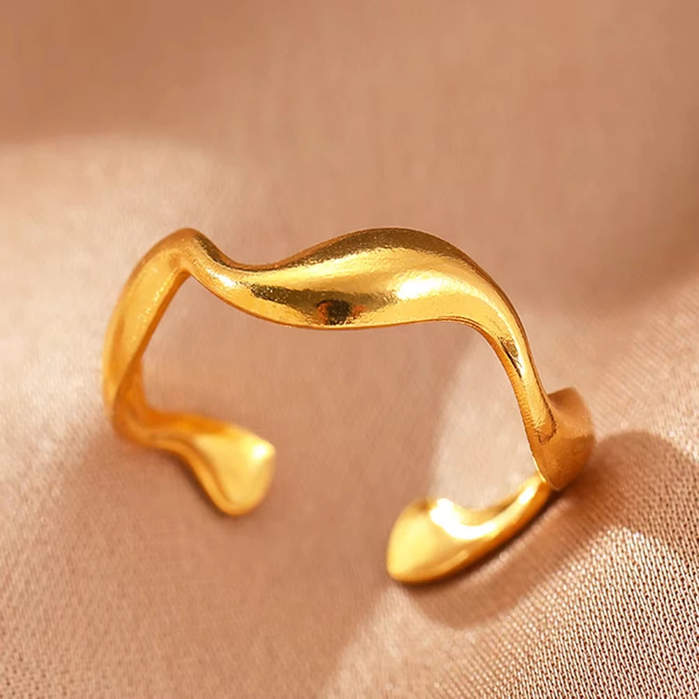 Bague œil Protecteur – Acier Inoxydable Doré, Ajustable, Design Géométrique avec Zircone
