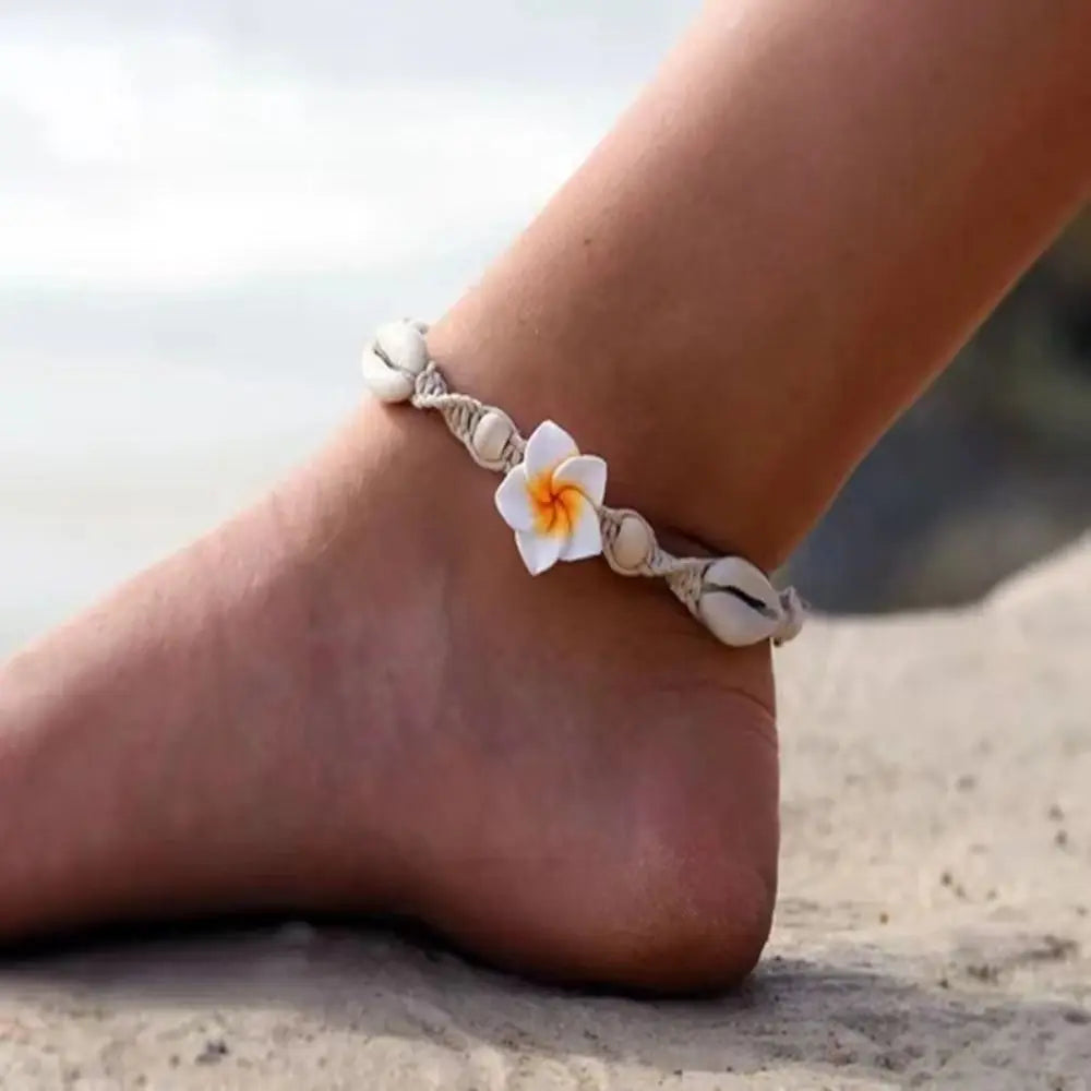 JOWomen-Bracelet de cheville étoile de mer pour femme, bijoux de plage, coquillage de conque, bracelet de jambe Boho, perles, fleur