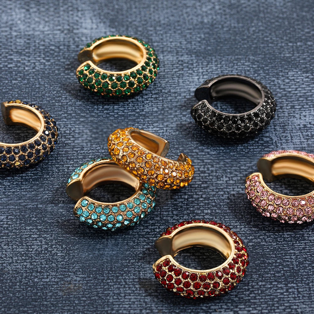 Clip d’Oreille Sans Perçage en Forme de C, Cristaux Zircon, Style Empilable