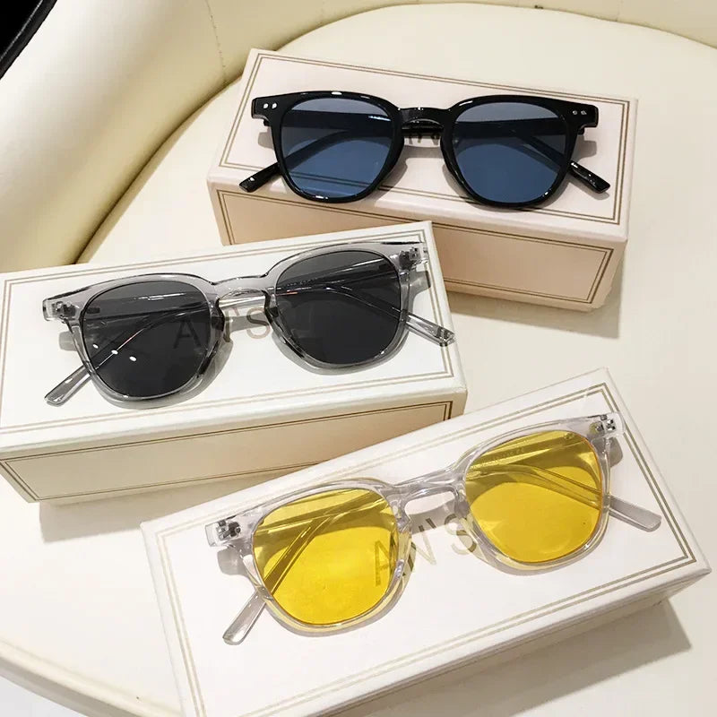 Lunettes de Soleil Rétro Unisexe – Monture Carrée et Verres Ronds