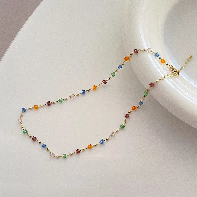 Necklace for Women Bohemian Colorful Beaded Fashion Jewelry Set On The Neck Party  Choker Chain  Femme Handwork Gift Daily Heritage Chic
