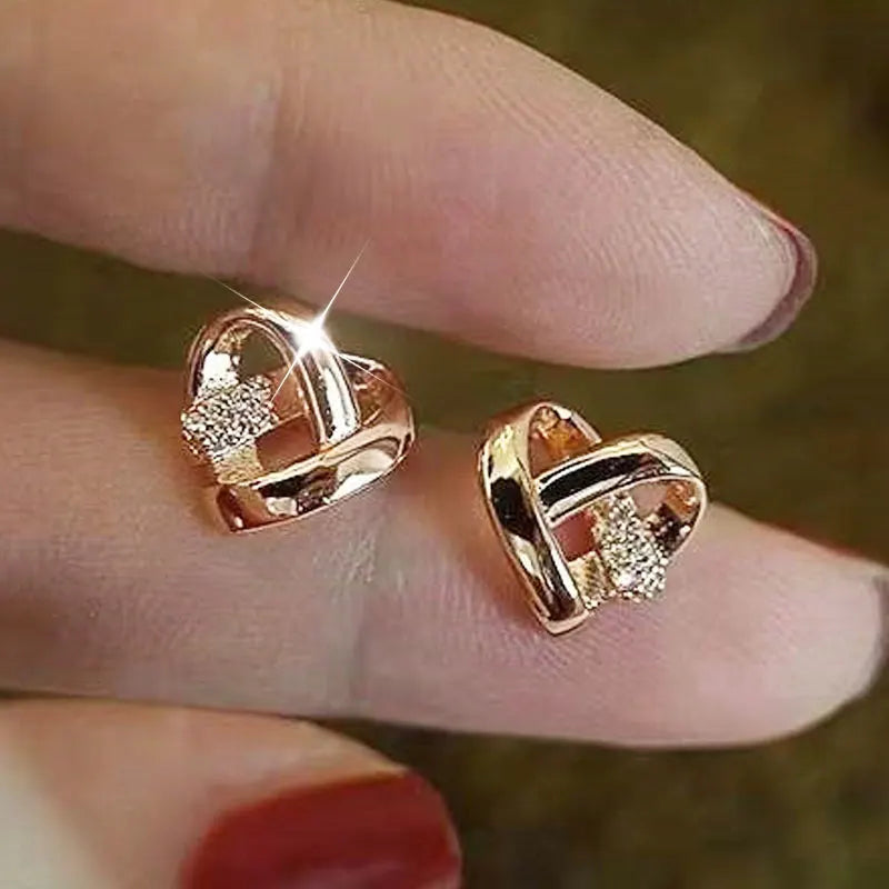 Boucles d’oreilles en forme de cœur plaquées or 14K – bijou femme chic
