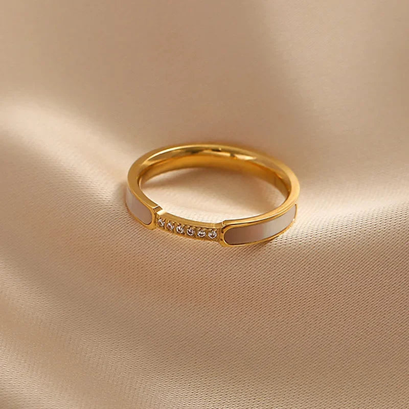 Bague Dorée Femme zircon–Acier Inoxydable, Élégance Discrète