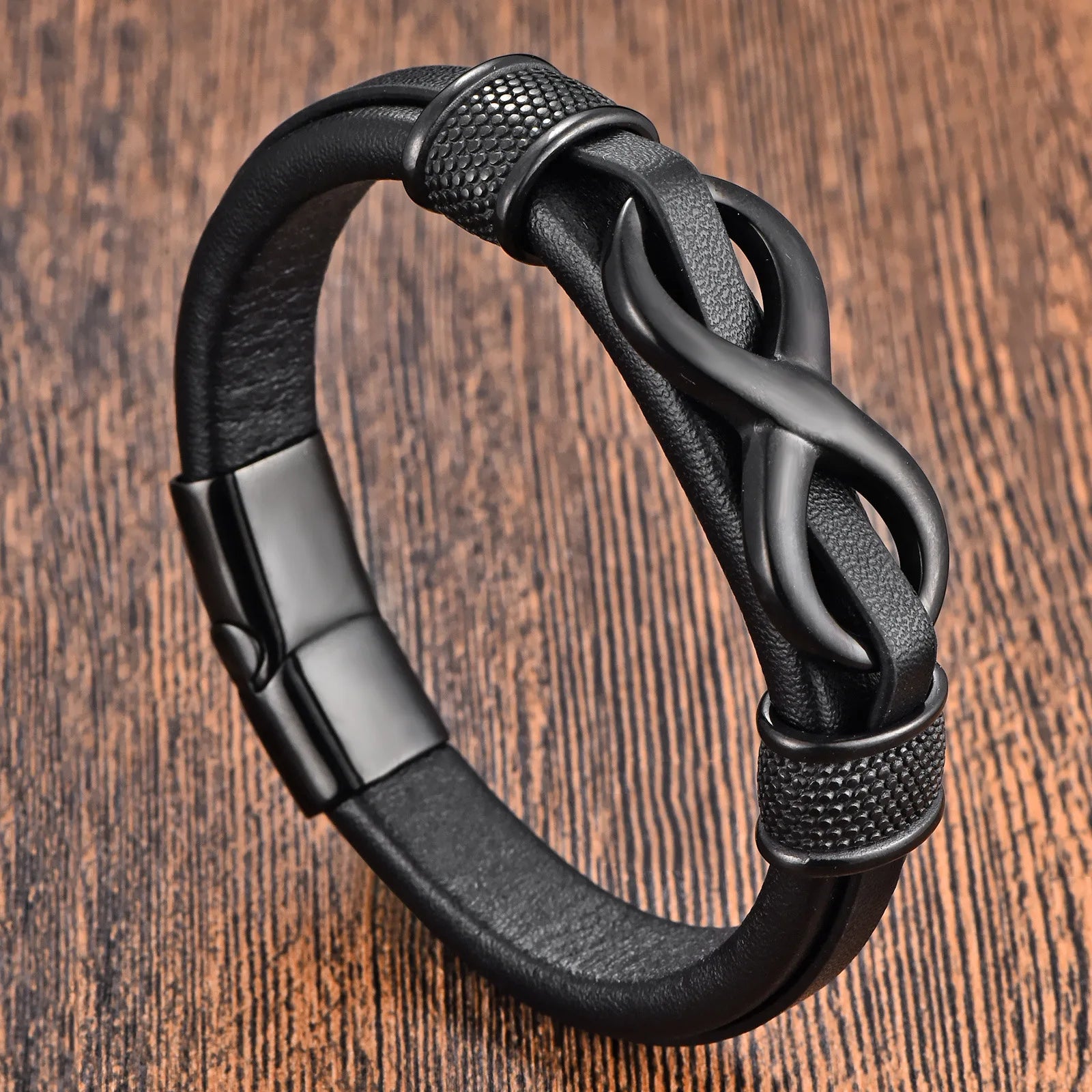Bracelet Homme Acier et Cuir – Élégance Infinie pour Cadeau ou Style Business