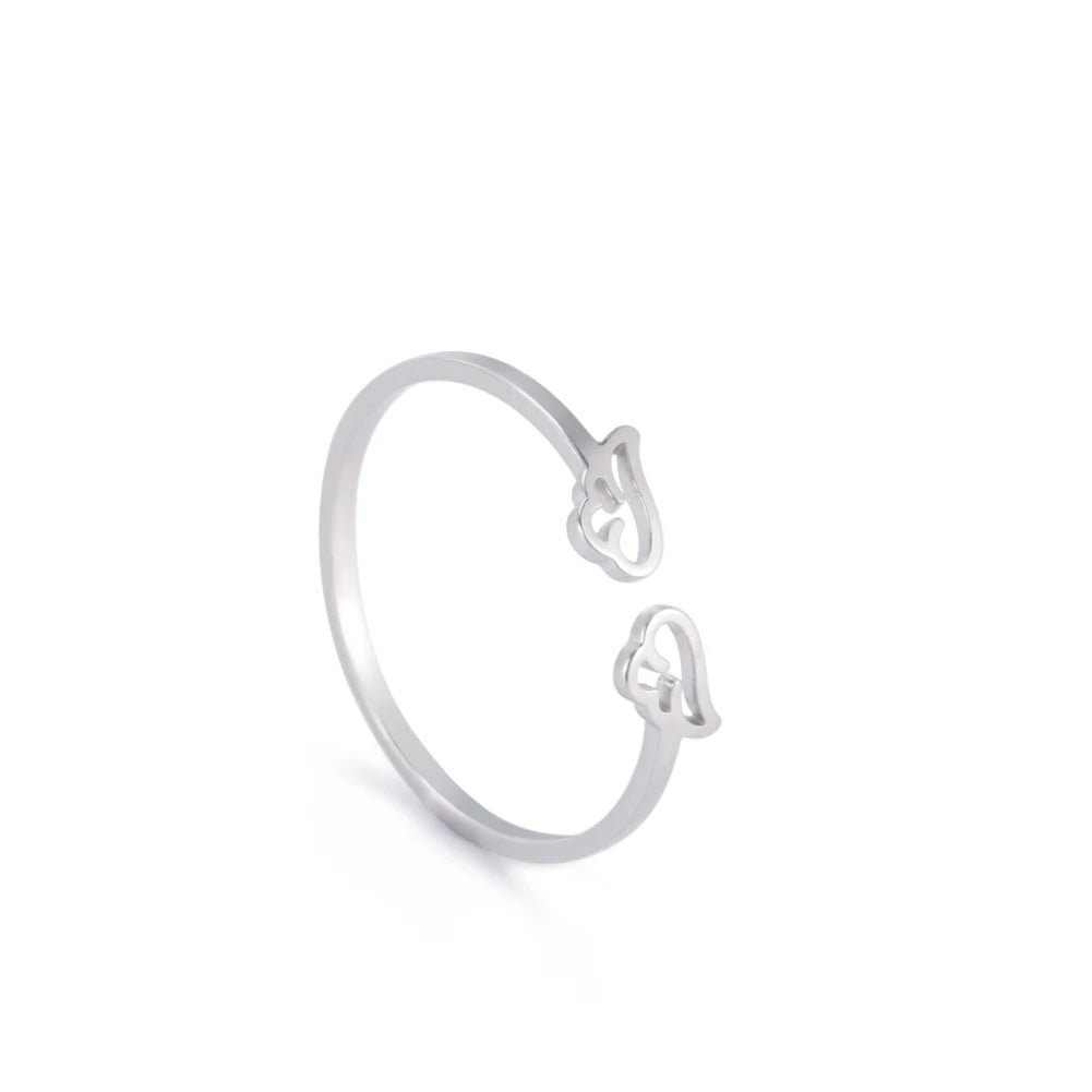 Bague Ajustable Fantaisie, Acier Inoxydable Argenté, Motifs Originaux pour Femmes Adultes