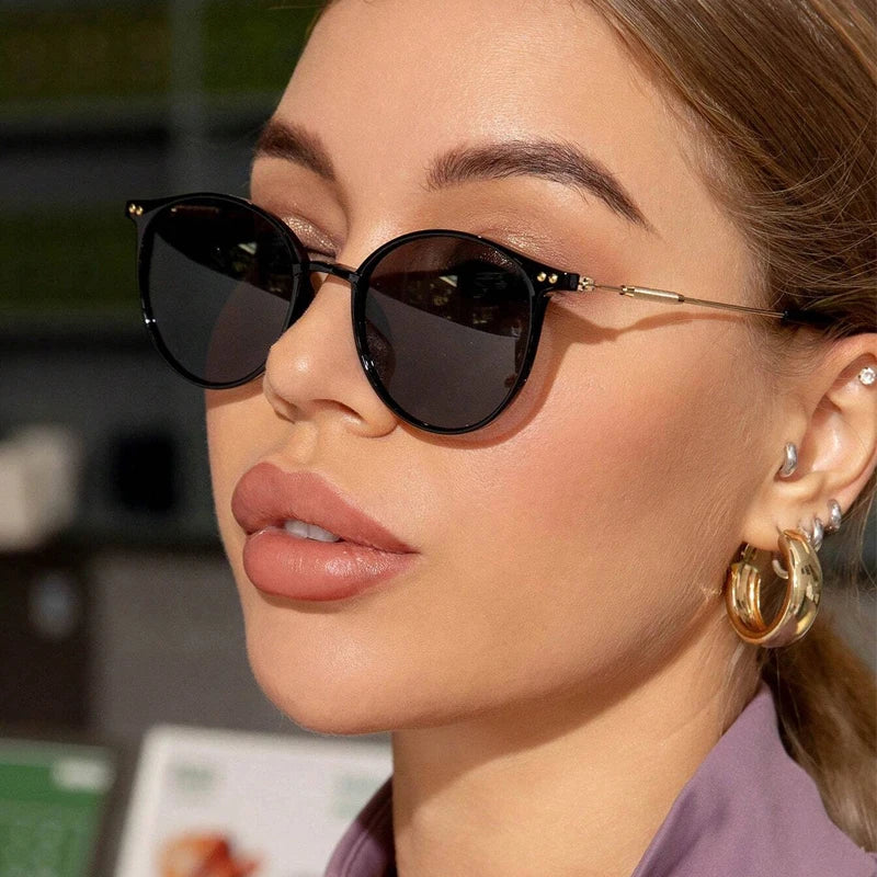 Lunettes de Soleil Femme - Vintage Rétro Élégance Noire